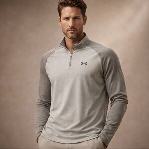Men’s Under Armour Light Gray Performance Quarter-Zip Top Pullover Size Large
